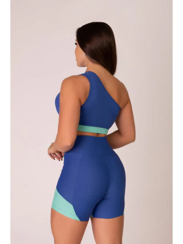Top + Short Azul com Verde