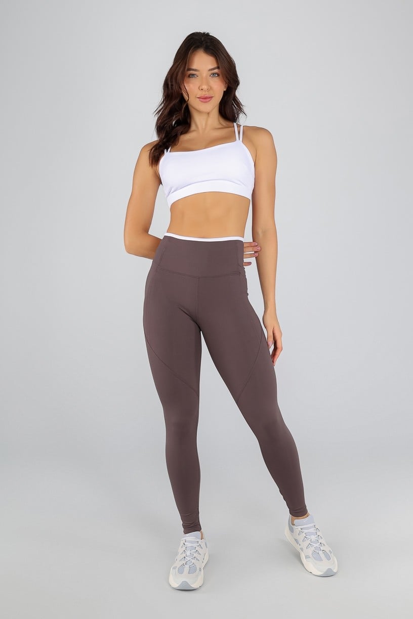 Conjunto Bicolor com Pespontos e Viés Contrastantes (Legging+Top)