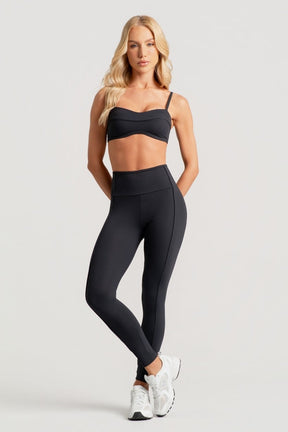 Conjunto Preto Vivo e Viés na Cintura (Legging+Top)