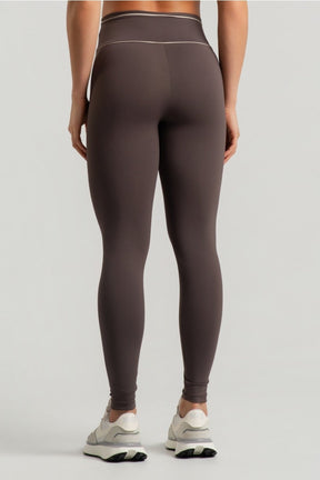 Conjunto Marrom com Detalhes em Vivo no Cós (Legging+Top)