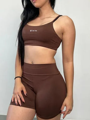 Conjunto Fitness Virginia Top Shorts Meia Coxa Cintura Alta