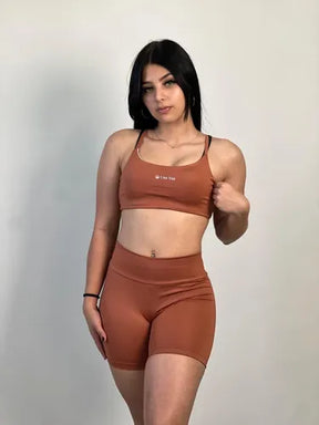 Conjunto Fitness Virginia Top Shorts Meia Coxa Cintura Alta